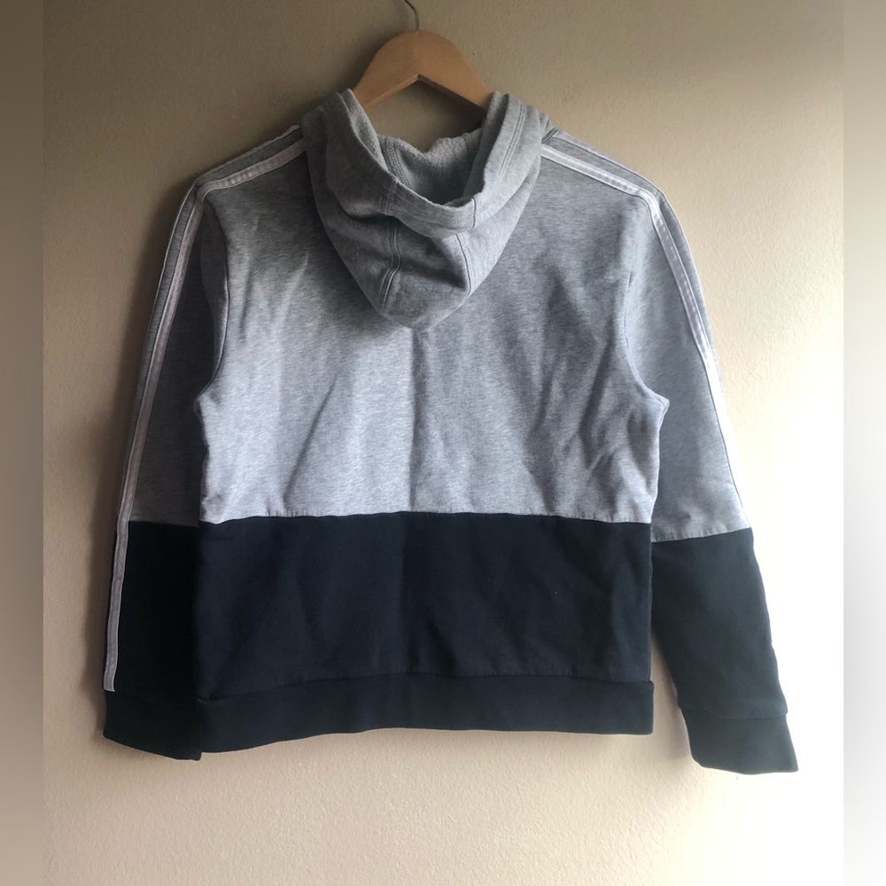 Adidas Kids Hoodie Cotton Sweater Gray Pullback Long Sleeve Size M 10/12 - Picture 5 of 8